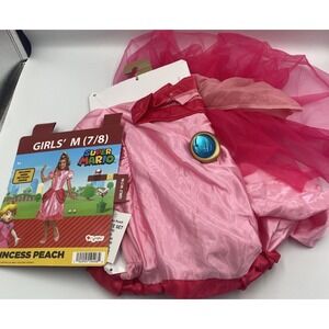 Princess Peach Costume Girl Super Mario Medium 7-8‎ New Cosplay Dress Up